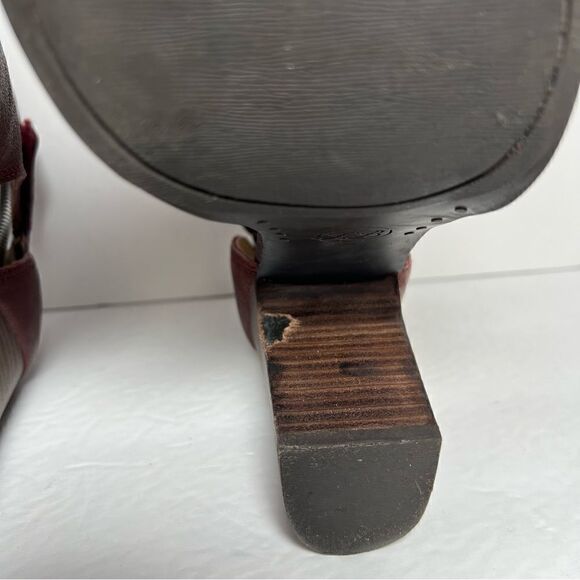 Lucky Brand Laciann Leather Open Toe Burgandy Booties Womens 9.5 - Picture 10 of 11